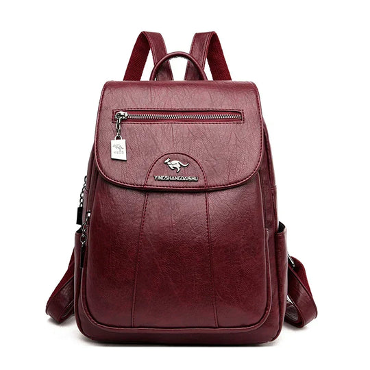 Großer Leder Rucksack mit DiNord Taschenstahlschutz für Damen