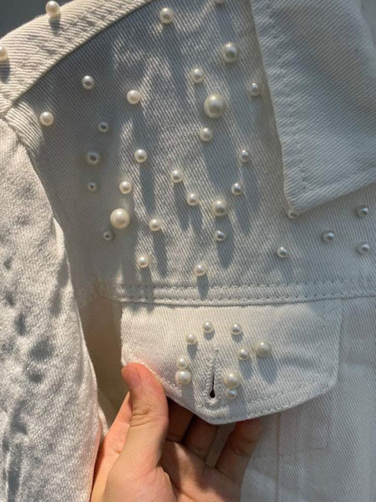 Lässige Jeansjacke mit Perlen - Vittorelli