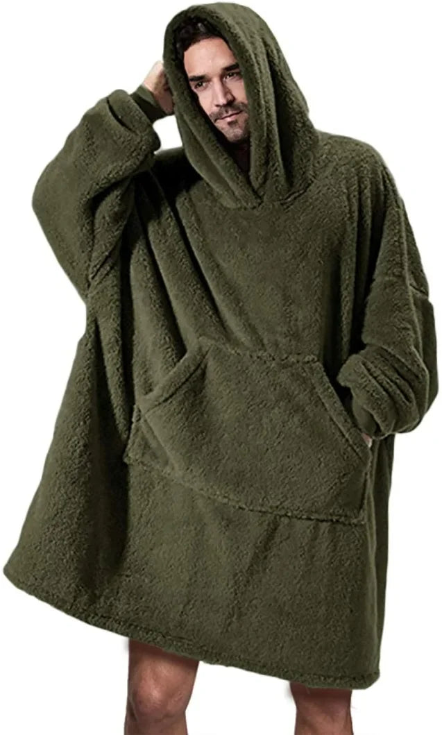 Übergroßer Flanell-Decken Hoodie für Herren & Damen