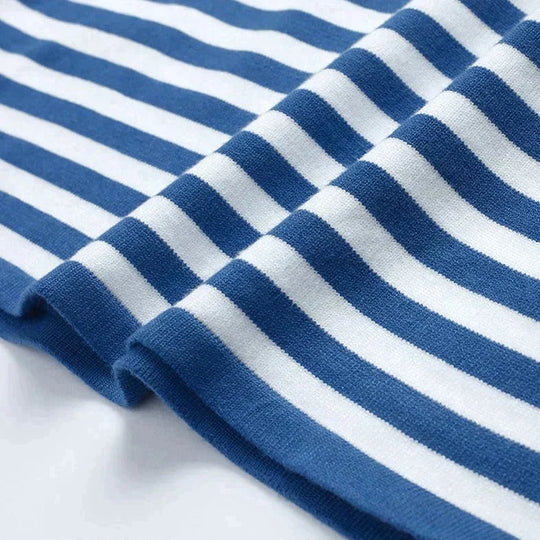 Langarm-T-Shirt Gestreift Rundhals Relaxed Fit Atmungsaktive Baumwolle