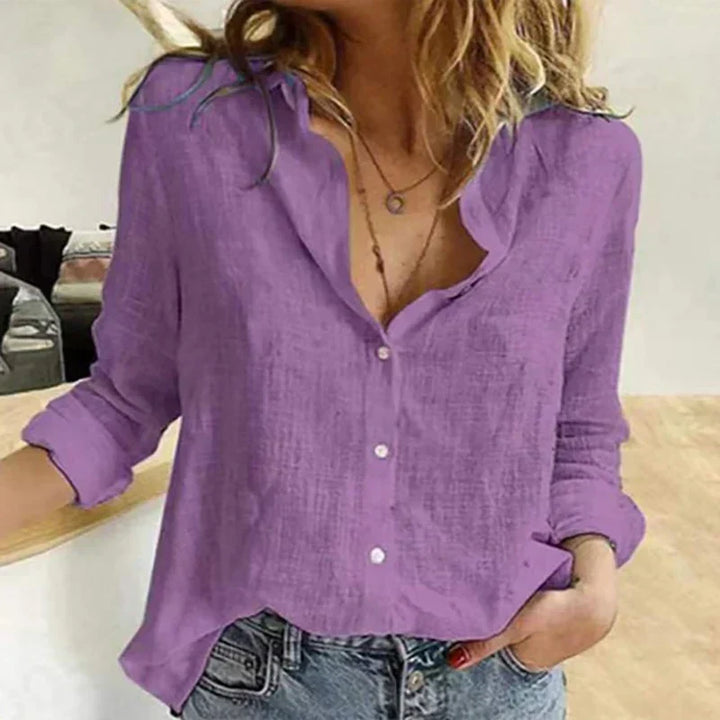 Elegantes, lässiges Damenshirt mit langen Ärmeln aus Baumwolle