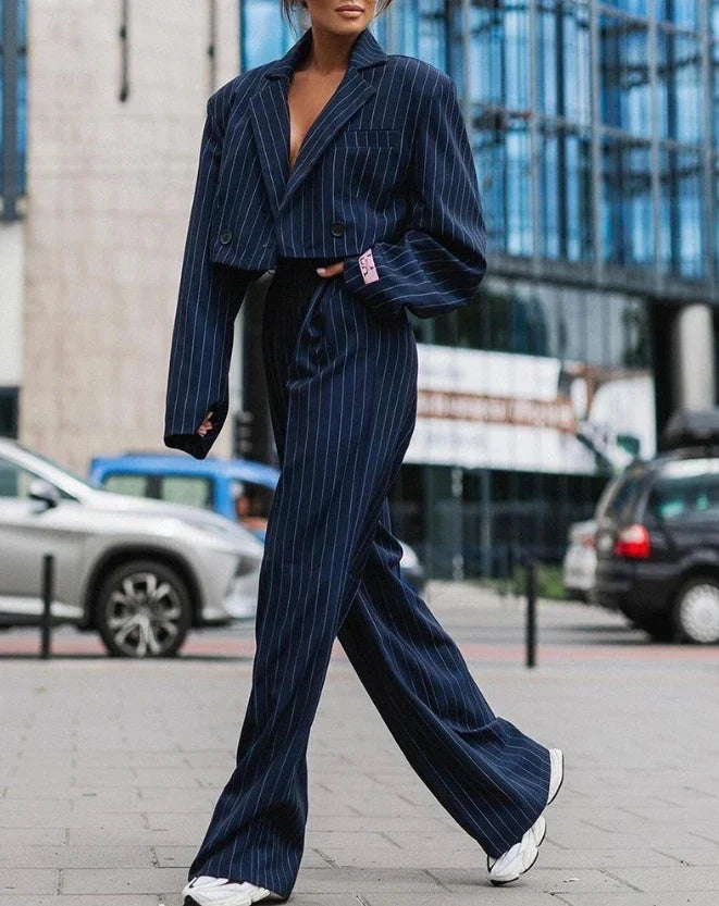 Streetwear Gestreiftes Set - Blazer + Hose