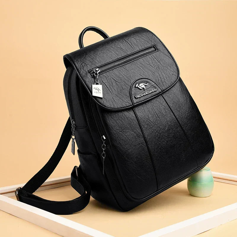 Großer Leder Rucksack mit DiNord Taschenstahlschutz für Damen