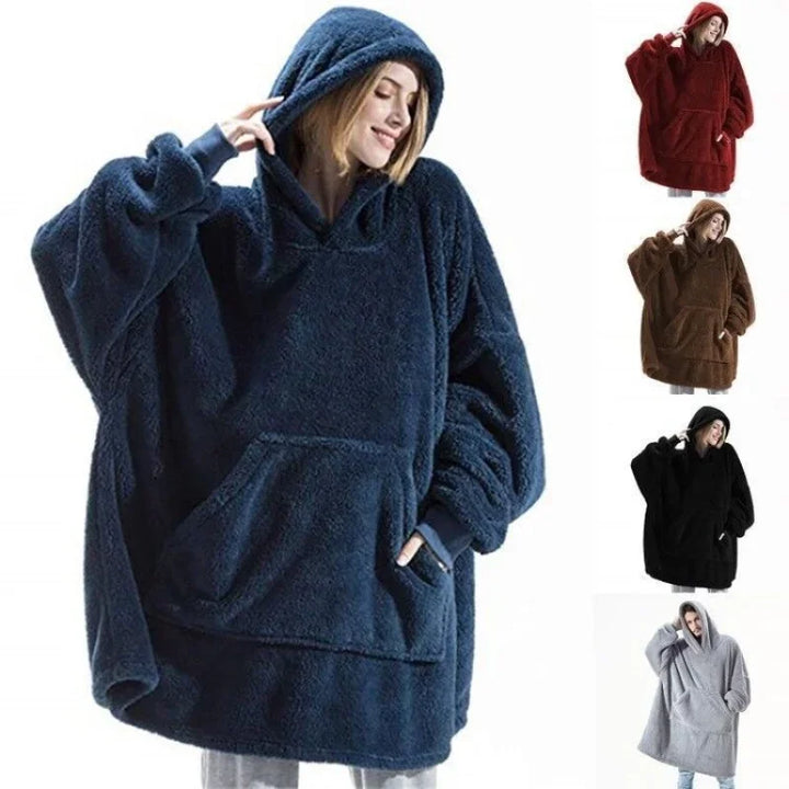 Übergroßer Flanell-Decken Hoodie für Herren & Damen