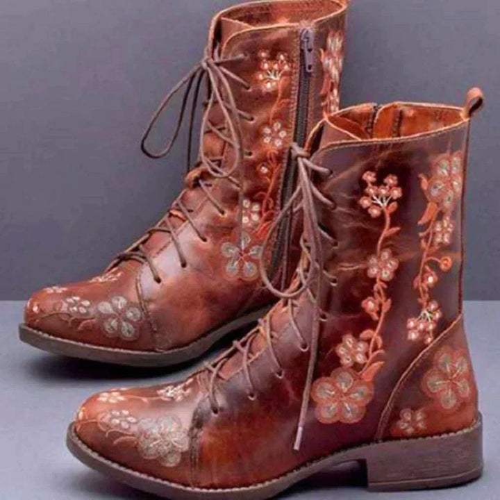 Retro-Stiefel mit Ethnischer Stickerei