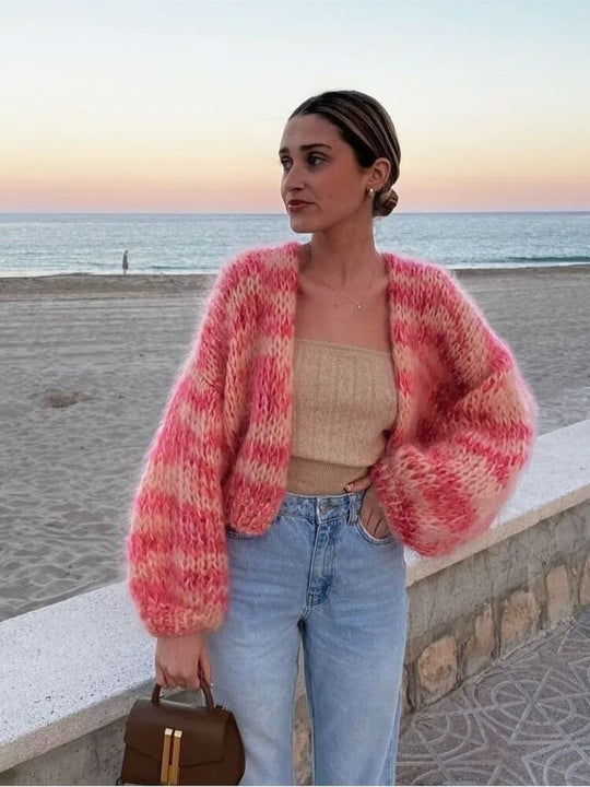 Gestreifte offene Strickjacke Avellé