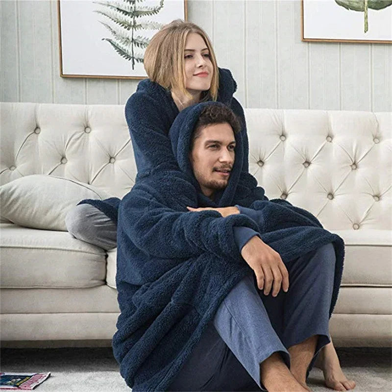 Übergroßer Flanell-Decken Hoodie für Herren & Damen