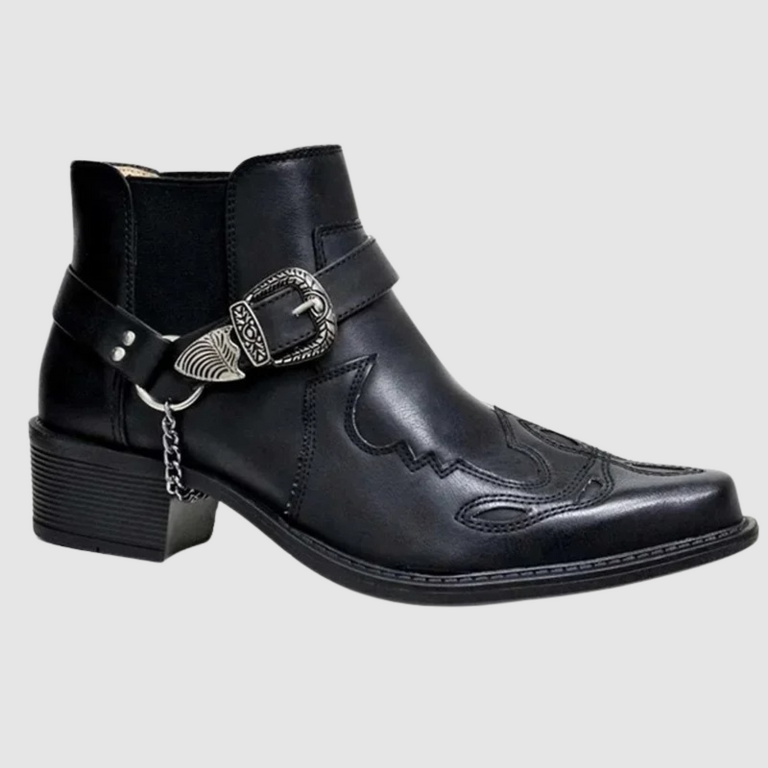 Cowboystiefel aus Leder mit hoher Kettenschnalle