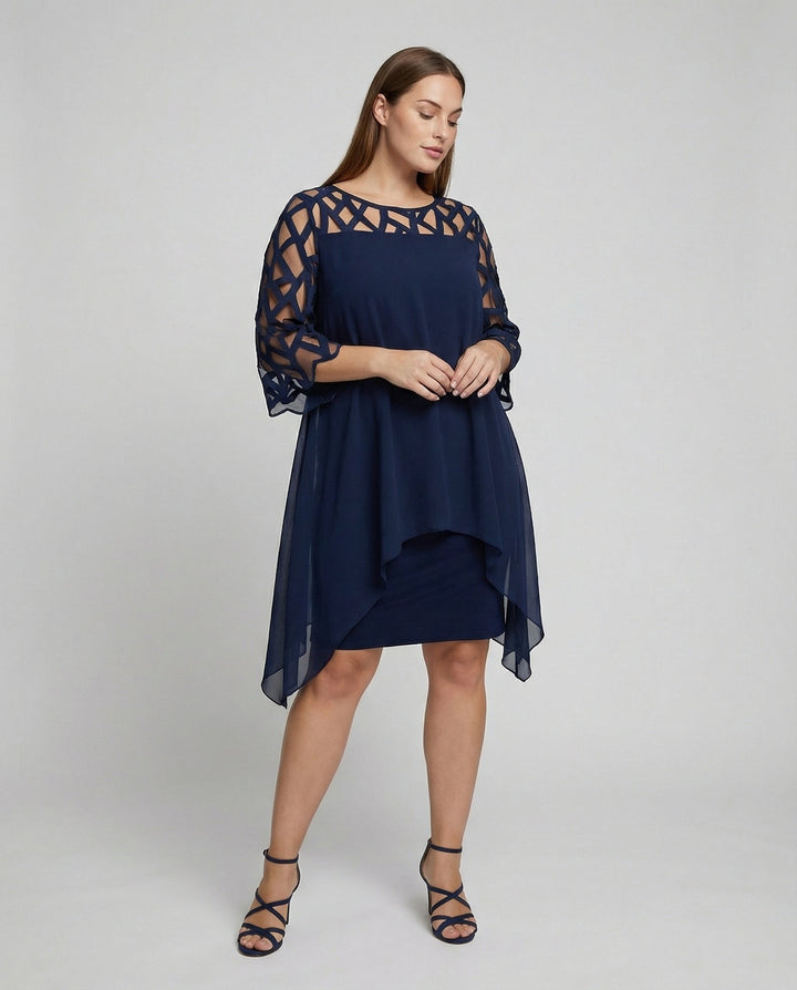 Elegantes Übergrößen Midi-Kleid