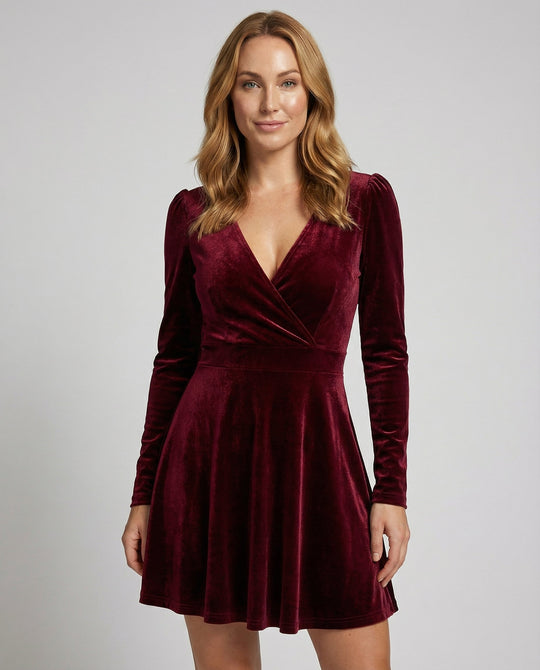 Elegantes Rotes Samtkleid Damen