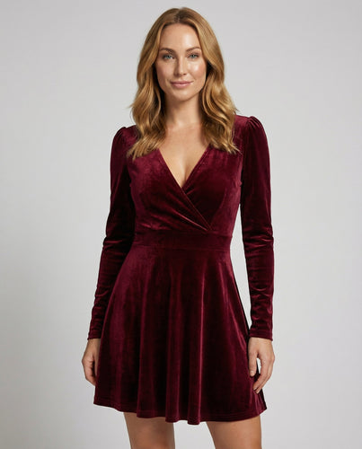 Elegantes Rotes Samtkleid Damen