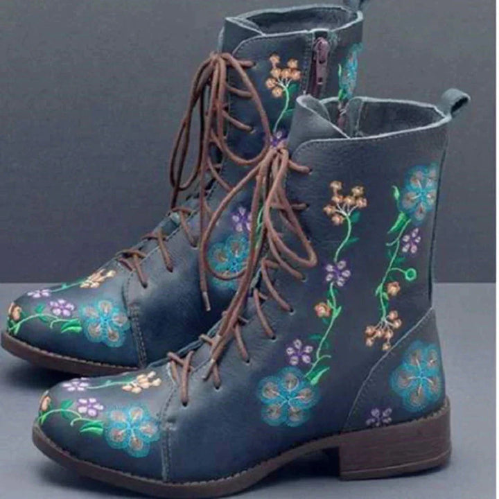 Retro-Stiefel mit Ethnischer Stickerei
