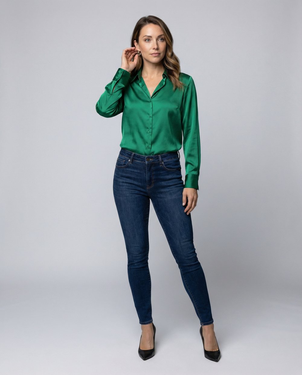 Lockere Satinbluse Damen