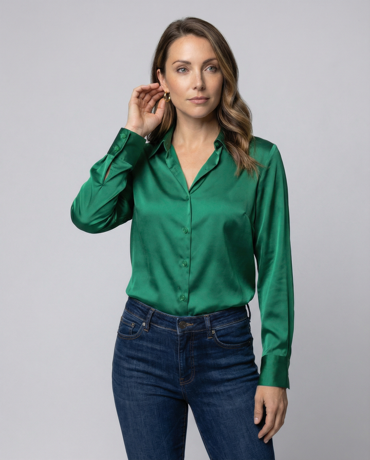Lockere Satinbluse Damen