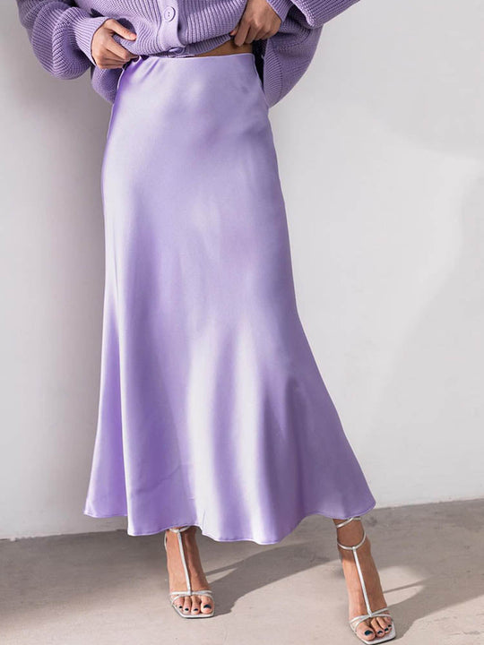 Satin-Midi-Rock mit Fließendem Design für Damen - Arvani