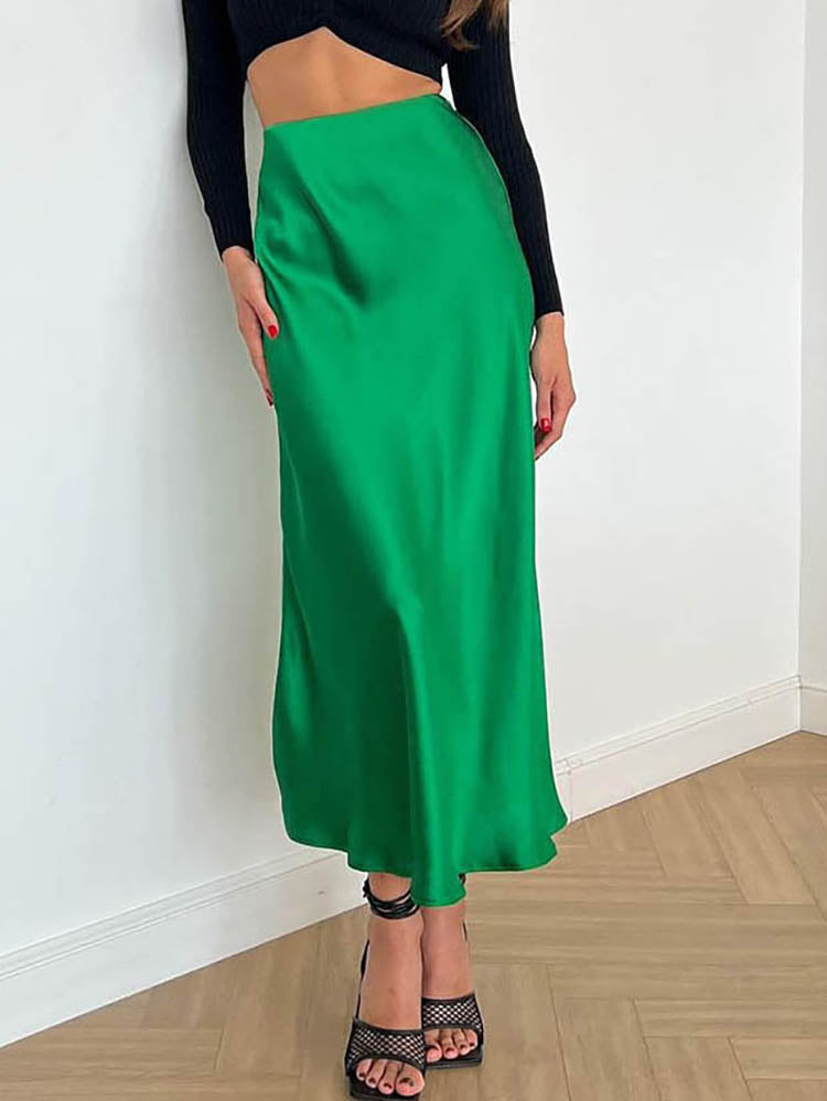 Satin-Midi-Rock mit Fließendem Design für Damen - Arvani