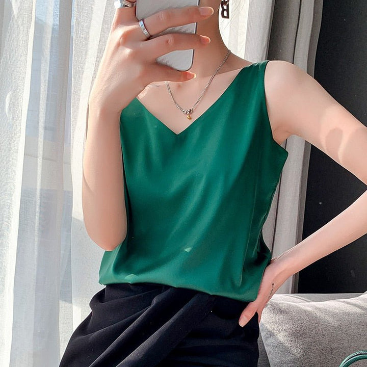 Oberteil Loose Fit Ärmellos Seidentop Damenbekleidung