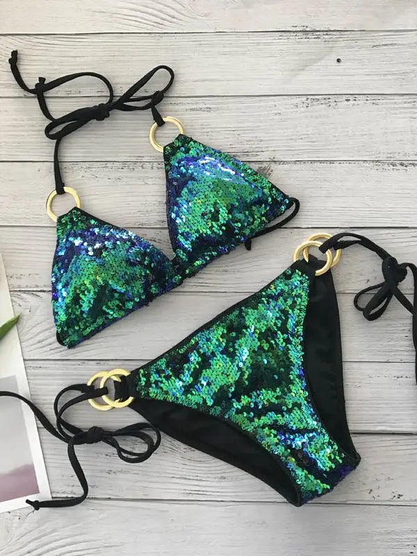 Nord Taschen | Neu Sexy Bikinis Pailletten Goldfarbe Frauen Bandage Bikini Set Push-Up Vorgepolsterter Bh Badeanzug Set Bademode