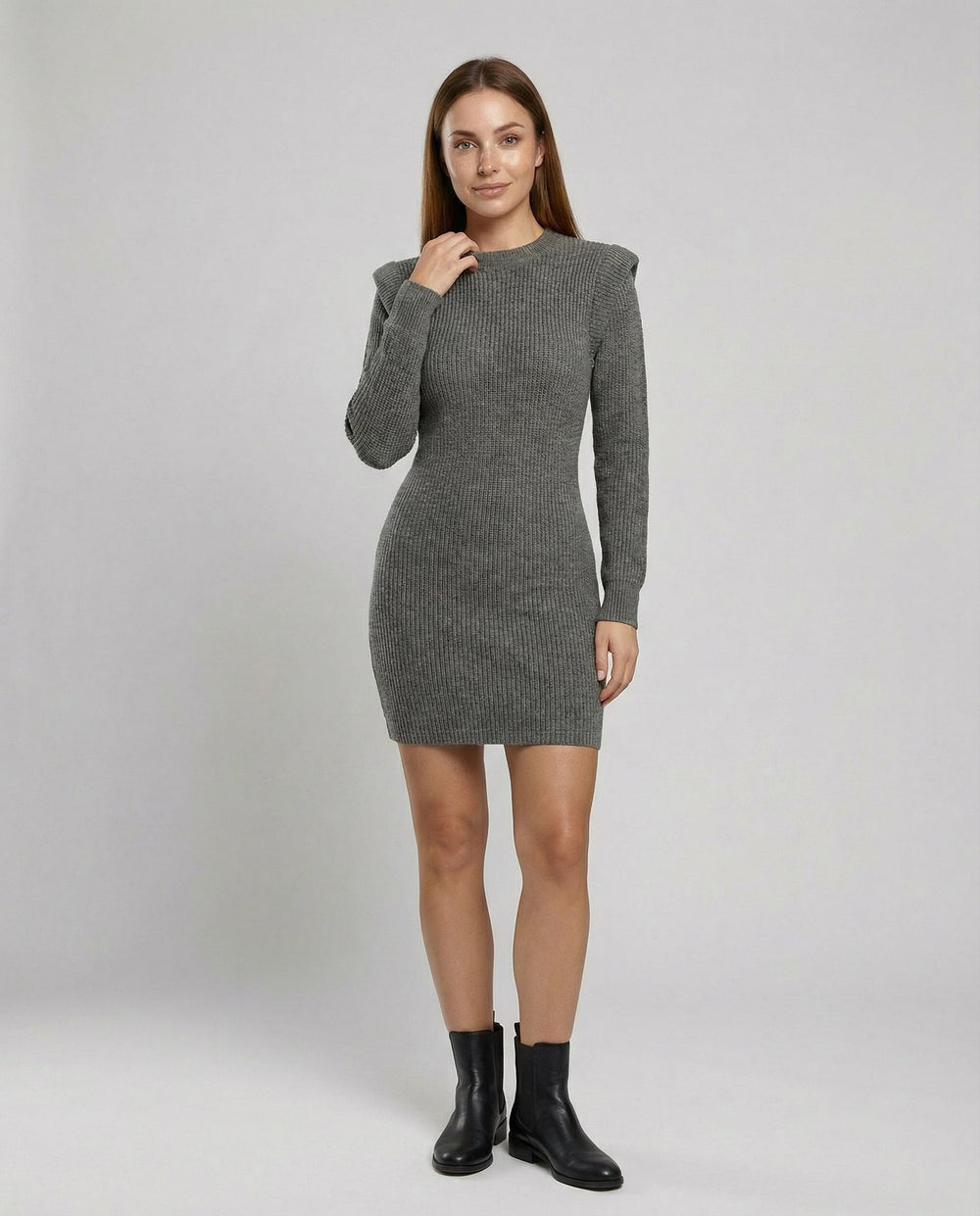 Elegantes Figurbetontes Strick Midikleid