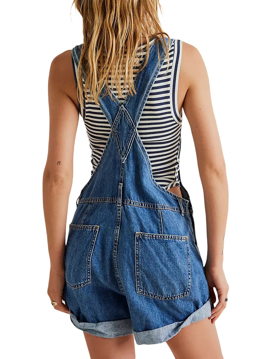 Ärmelloses Denim Overall Jumpsuit für Frauen