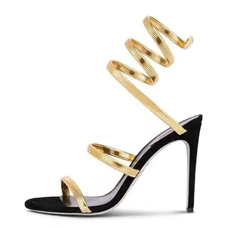 Eilyken Sommer Straßenstil Knöchelriemen Offene Zehe Schmale Riemen Damen Sandalen Dünne Hohe Absätze Stripper Sexy Bankett Schuhe