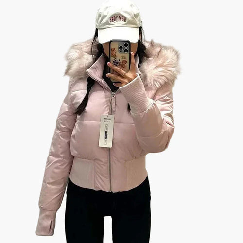 Winterjacke mit Kapuze und Fellkragen - Modische, Taillierte Übergangsjacke für Herbst und Winter - Vittorelli