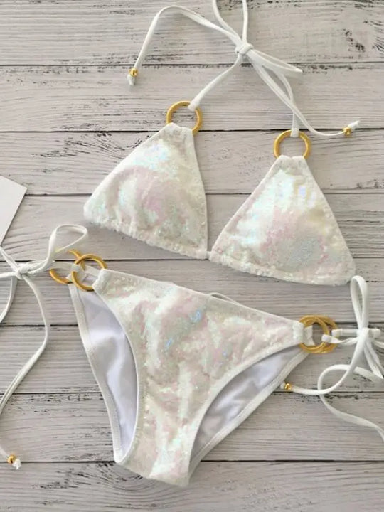 Nord Taschen | Neu Sexy Bikinis Pailletten Goldfarbe Frauen Bandage Bikini Set Push-Up Vorgepolsterter Bh Badeanzug Set Bademode