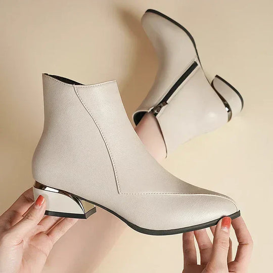 Stiefeletten mit Reißverschluss Trendiger Blockabsatz