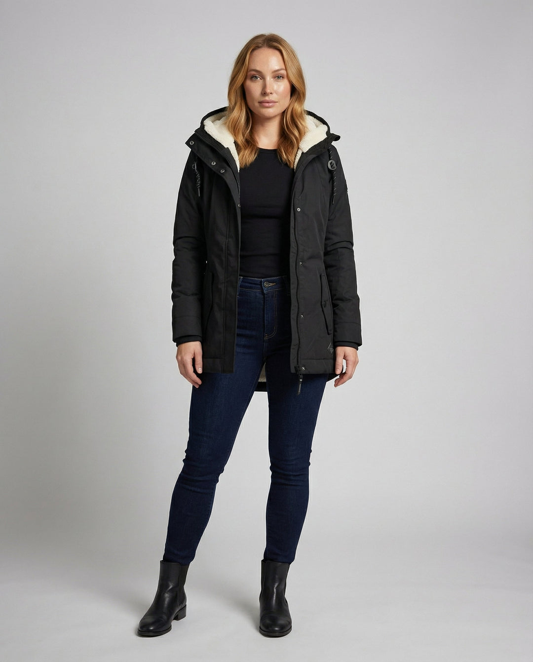 Lange Gefütterte Winterjacke Damen