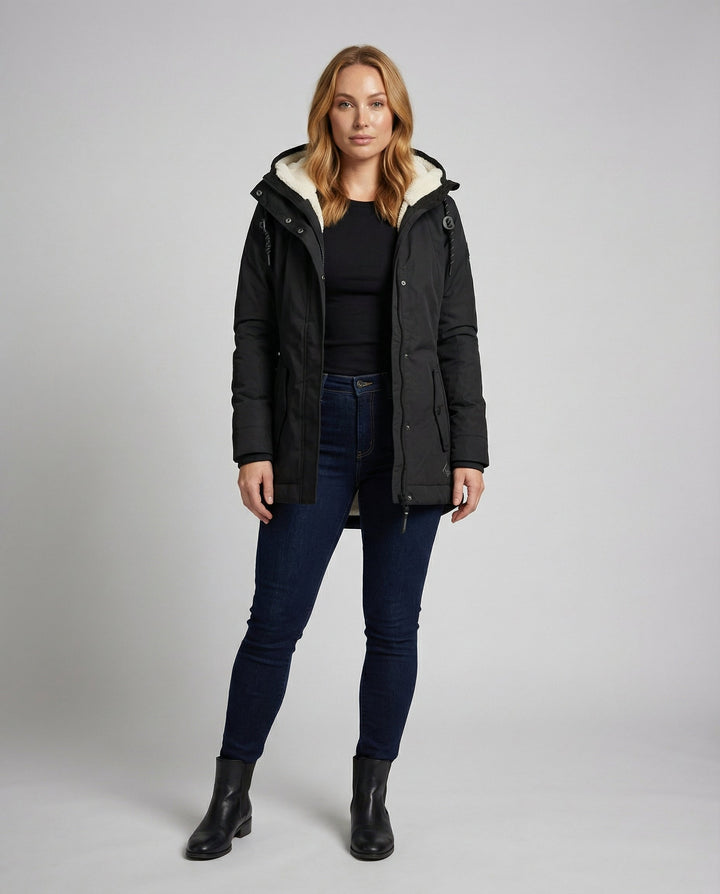 Lange Gefütterte Winterjacke Damen