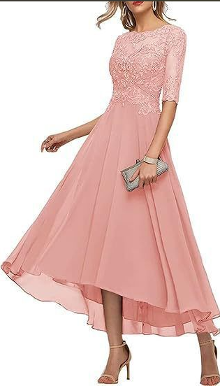 Damen Abendkleid mit Spitze und kurzen Ärmeln - Vittorelli