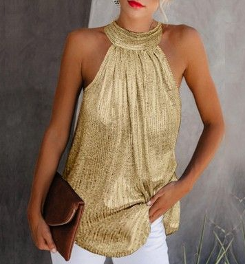 Elegantes Neckholderkleid In Gold