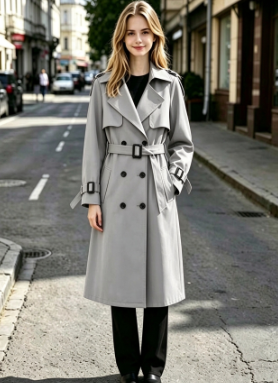 Trenchcoat mit Gürtel und Doppelknopf