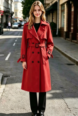 Trenchcoat mit Gürtel und Doppelknopf