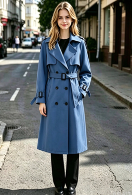 Trenchcoat mit Gürtel und Doppelknopf