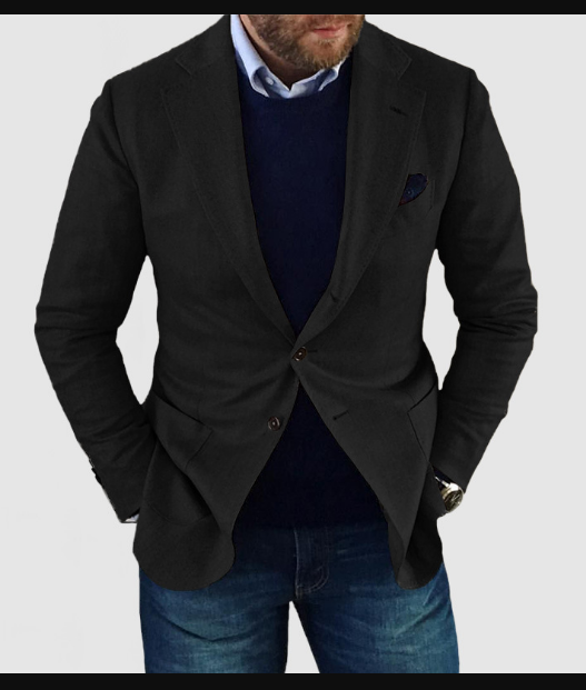herren-strickjacke mit lässigen knöpfen, taschen und reverskragen, einfarbig, langärmelig