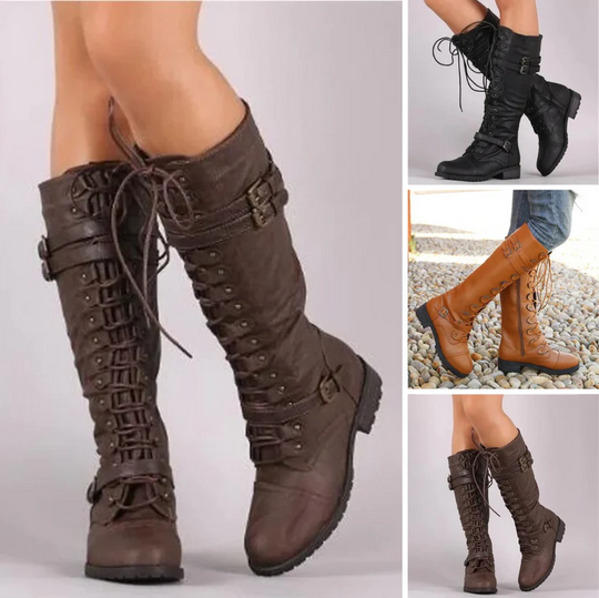 Retro-Schnürstiefel mit Schnalle - Vittorelli