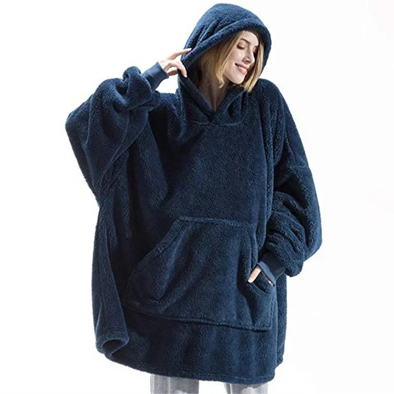Übergroßer Flanell-Decken Hoodie für Herren & Damen