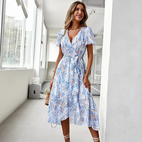 Kurzarmkleid mit V-Ausschnitt für Frauen