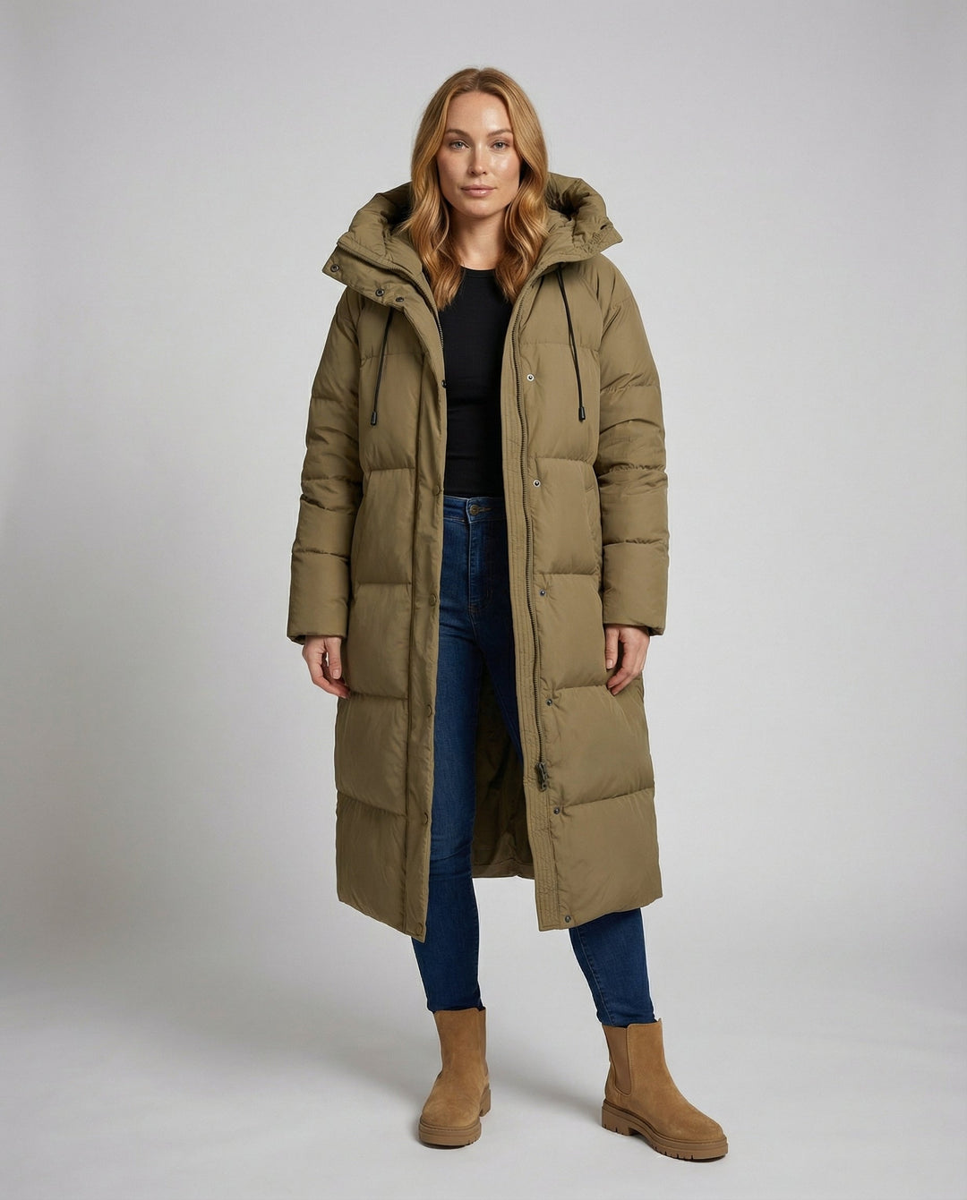 Lange Pufferjacke Damen Winter
