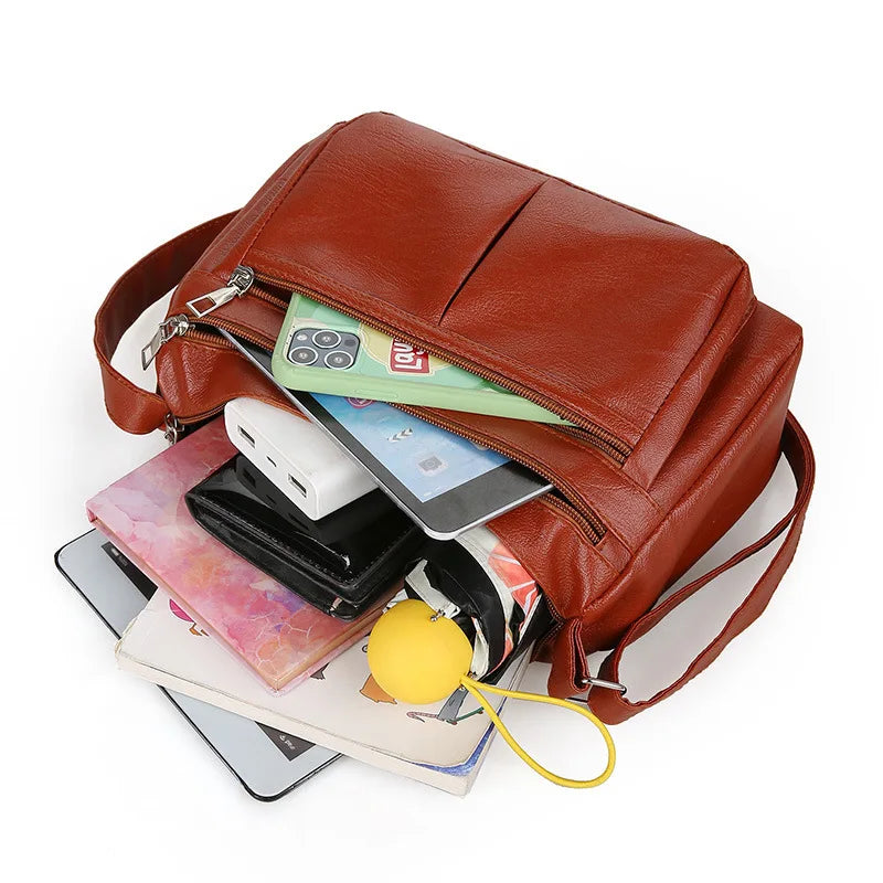 Nord Taschen | Leather Multi-Pocket Handbag with Shoulder Strap