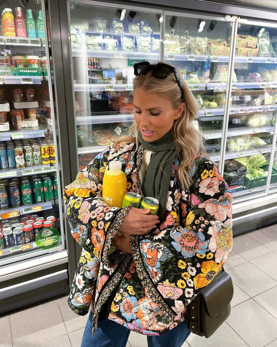 Blumengemusterte WendNord Taschenlouson Wärme und Stil in Einem Boho-design