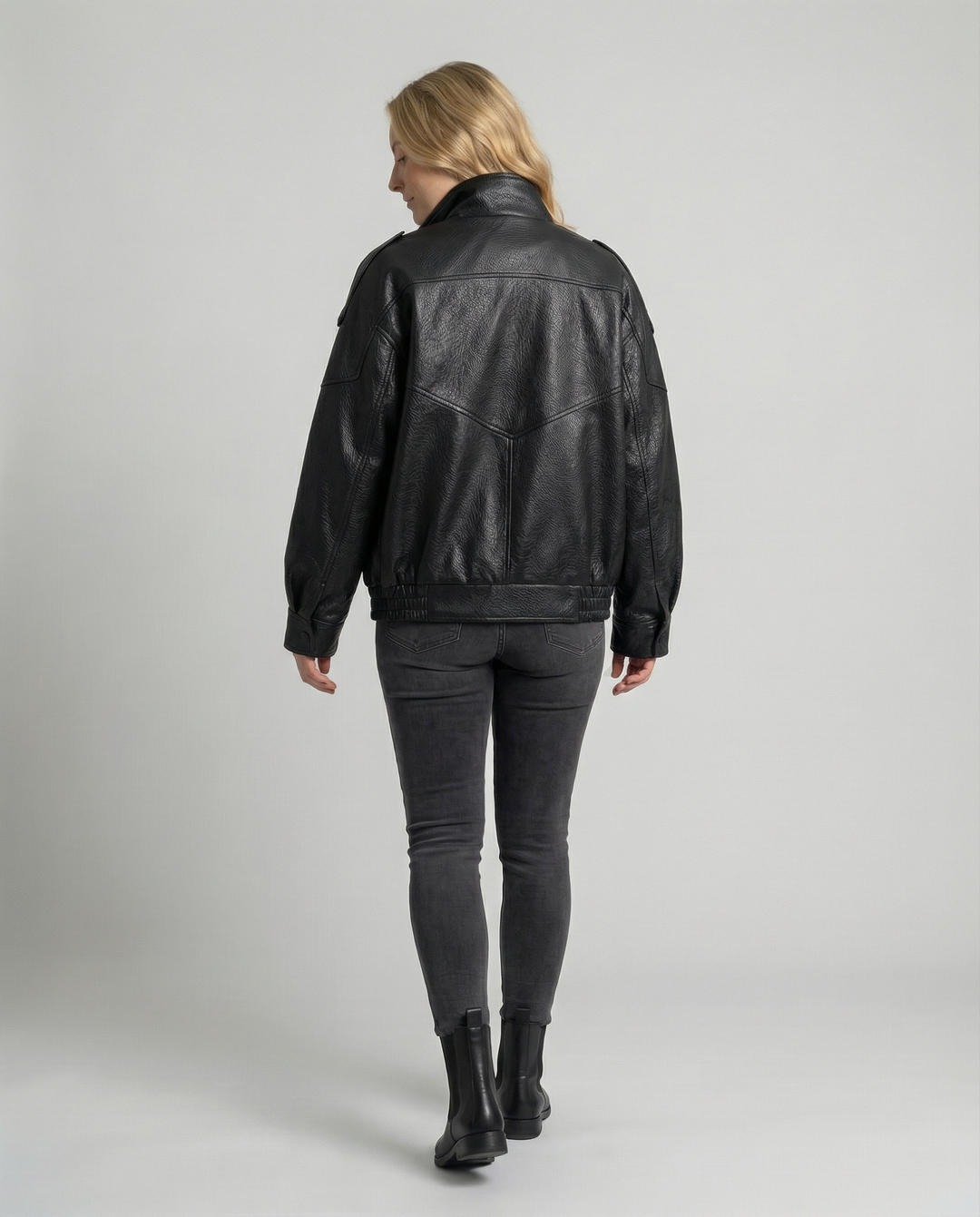 Asymmetrische Damen Lederjacke