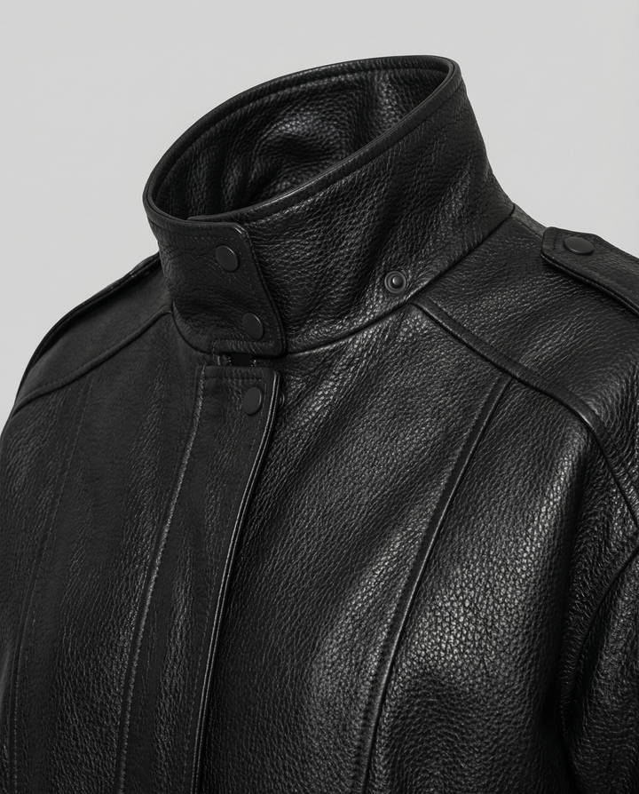 Asymmetrische Damen Lederjacke