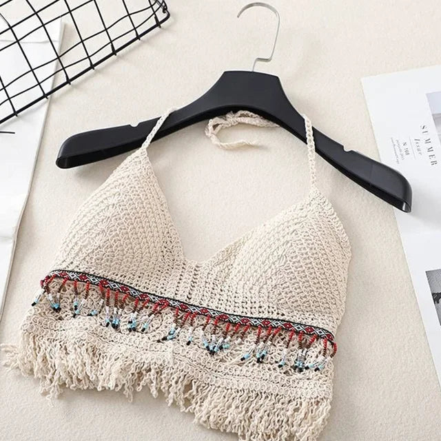 Häkel Bikini Bh Im Boho Stil mit Quaste