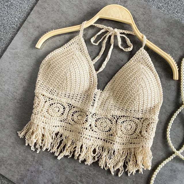 Häkel Bikini Bh Im Boho Stil mit Quaste