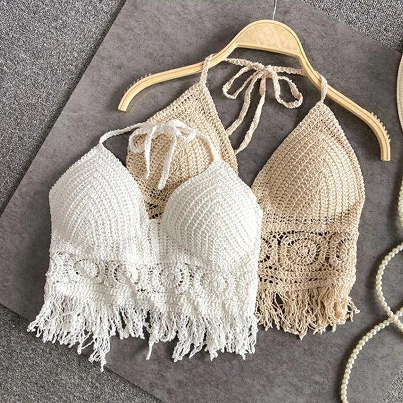 Häkel Bikini Bh Im Boho Stil mit Quaste