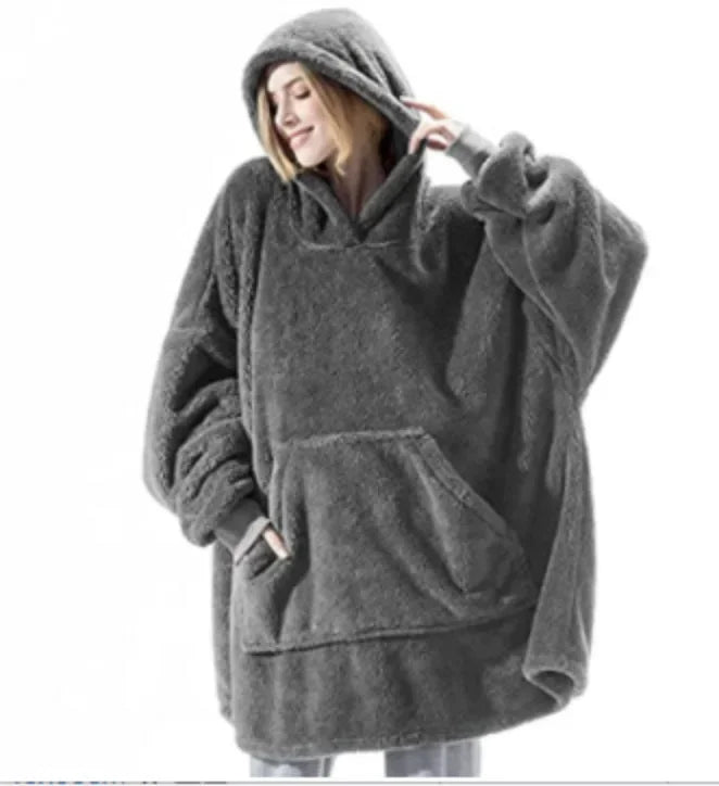 Übergroßer Flanell-Decken Hoodie für Herren & Damen