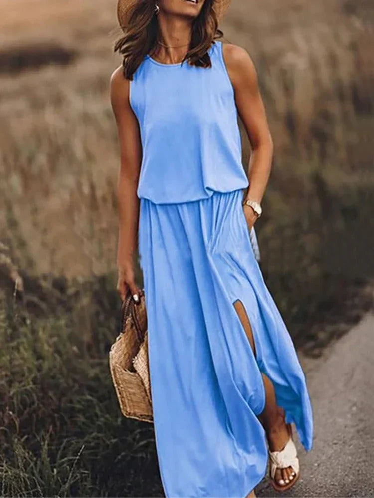 entspanntes weißes maxikleid