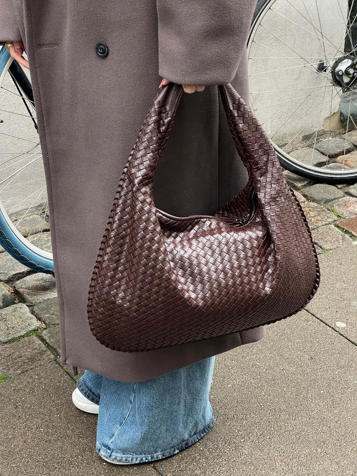 Vintage Umhängetasche Damen Geflochtene Handtasche mit Reißverschluss Im Sale